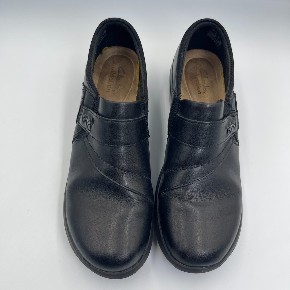 Clarks Collection Angie Pearl Slip-On Loafers Women's Size 8.5 Black Leather
